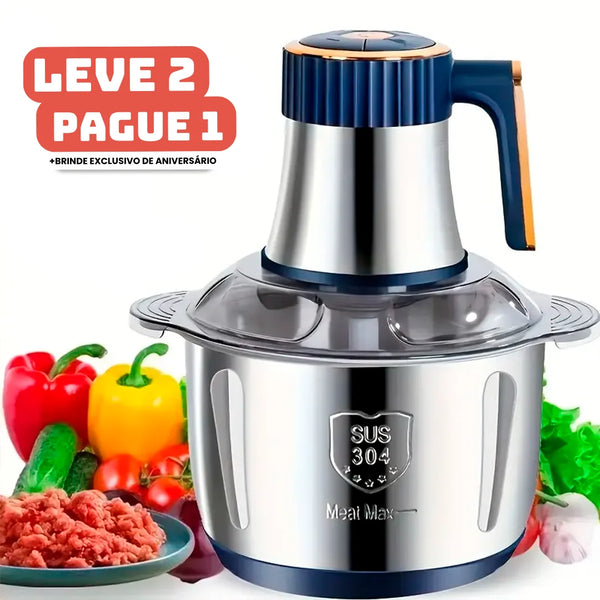 Moedor Elétrico Multiuso TurboChef Inox 5 em 1 + BRINDE: Dispenser Giratório Automático